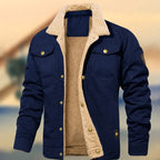 Aaron | Men's Sherpa Collar Button-Down Jacket, Relaxed Fit Autumn Jacket | Everlasting Boutique | Navy