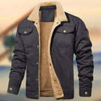 Aaron | Men's Sherpa Collar Button-Down Jacket, Relaxed Fit Autumn Jacket | Everlasting Boutique | Gray
