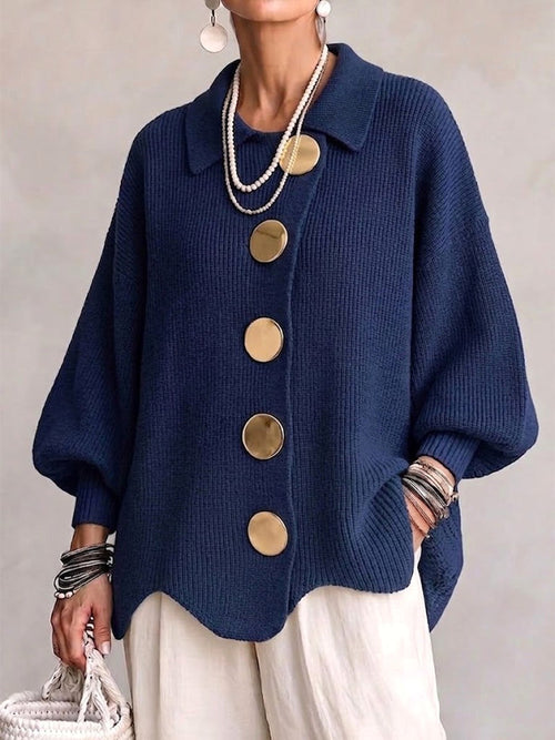 Abigail | Women's Oversized Cardigan with Collar and Large Buttons, Relaxed-Fit Cardigan | Everlasting Boutique