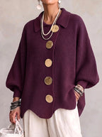 Abigail | Women's Oversized Cardigan with Collar and Large Buttons, Relaxed-Fit Cardigan | Everlasting Boutique