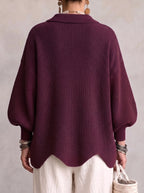 Abigail | Women's Oversized Cardigan with Collar and Large Buttons, Relaxed-Fit Cardigan | Everlasting Boutique