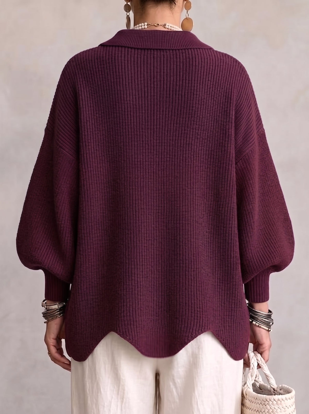Abigail | Women's Oversized Cardigan with Collar and Large Buttons, Relaxed-Fit Cardigan | Everlasting Boutique