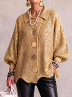 Abigail | Women's Oversized Cardigan with Collar and Large Buttons, Relaxed-Fit Cardigan | Everlasting Boutique