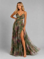 Ada | Women's Floral V-Neck Maxi Dress, Flowing Silhouette Evening Dress | Everlasting Boutique | Purple