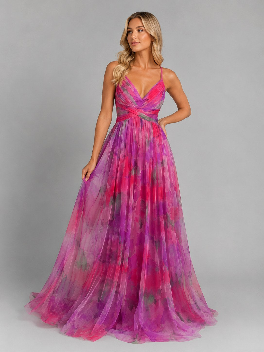 Ada | Women's Floral V-Neck Maxi Dress, Flowing Silhouette Evening Dress | Everlasting Boutique