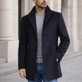 Aiden | Men's Long Winter Coat with Classic Tailoring, Refined Autumn Coat | Everlasting Boutique | Navy Blue