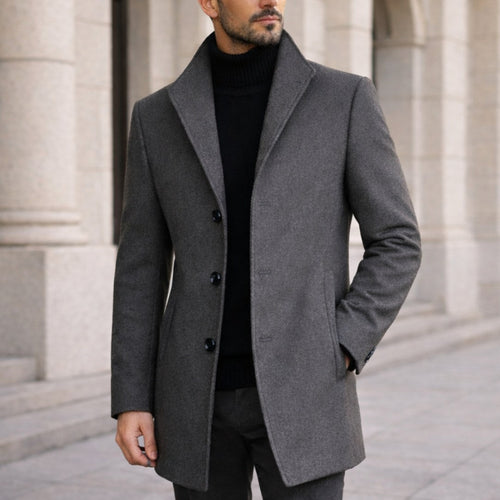Aiden | Men's Long Winter Coat with Classic Tailoring, Refined Autumn Coat | Everlasting Boutique | Grey