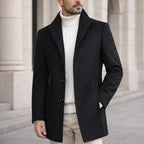 Aiden | Men's Long Winter Coat with Classic Tailoring, Refined Autumn Coat | Everlasting Boutique | Black