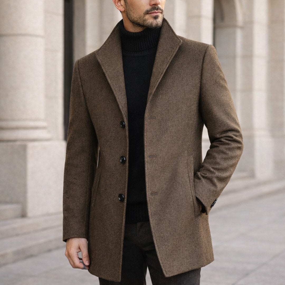 Aiden | Men's Long Winter Coat with Classic Tailoring, Refined Autumn Coat | Everlasting Boutique | Camel
