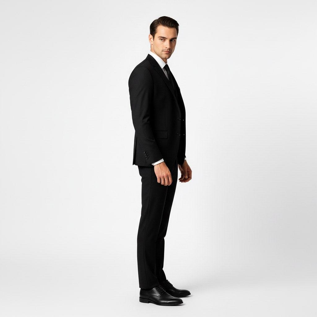 Alexander | Men's Three-Piece Suit with Waistcoat Formal, Elegant Suit Set | Everlasting Boutique | Black