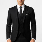 Alexander | Men's Three-Piece Suit with Waistcoat Formal, Elegant Suit Set | Everlasting Boutique | Black
