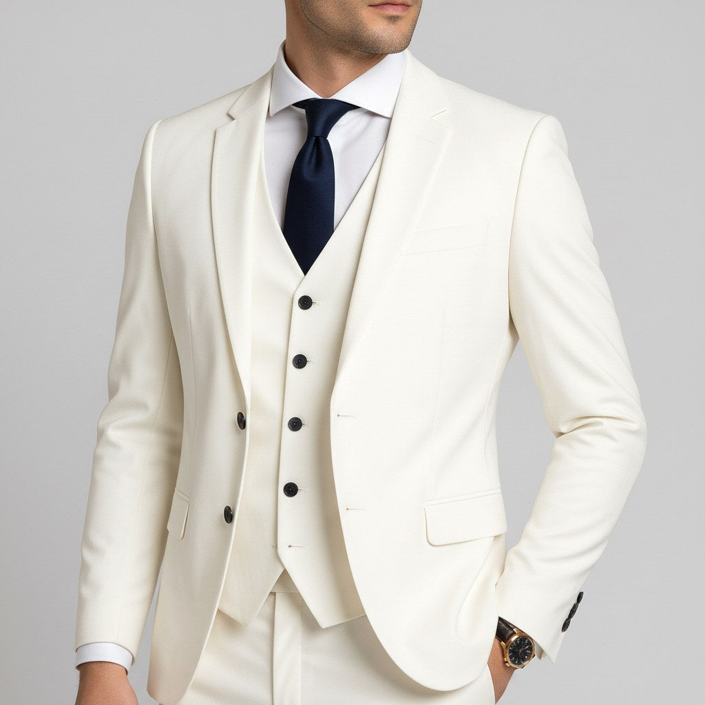 Alexander | Men's Three-Piece Suit with Waistcoat Formal, Elegant Suit Set | Everlasting Boutique | White