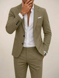Alfie | Men's Tailored Two-Piece Suit, Jacket and Trousers | Everlasting Boutique | Khaki Green