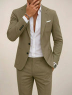 Alfie | Men's Tailored Two-Piece Suit, Jacket and Trousers | Everlasting Boutique | Khaki Green