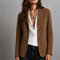 Amandine | Women's Suede Blazer with Notch Lapel, Patch Pocket Jacket | Everlasting Boutique | Brown