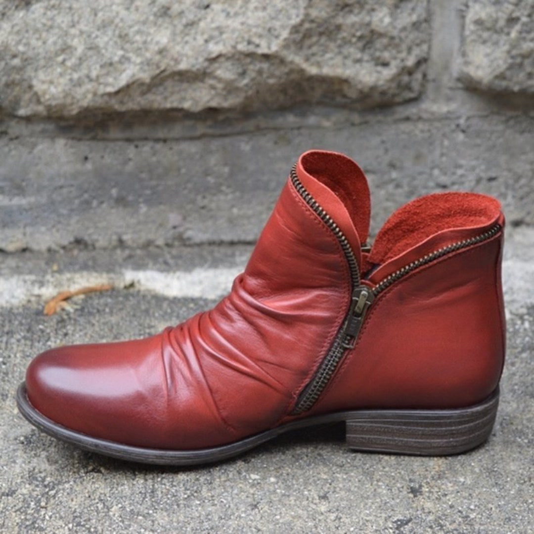 Amelia | Women's Orthopedic Ankle Boots, Perfect for Autumn Walks | Everlasting Boutique | Red