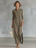 Amelie | Women's Collar Sweatshirt Maxi Dress, Button-Down Midi Dress | Everlasting Boutique