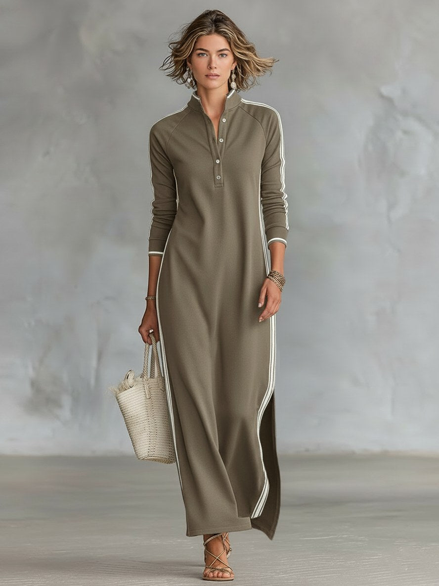 Amelie | Women's Collar Sweatshirt Maxi Dress, Button-Down Midi Dress | Everlasting Boutique