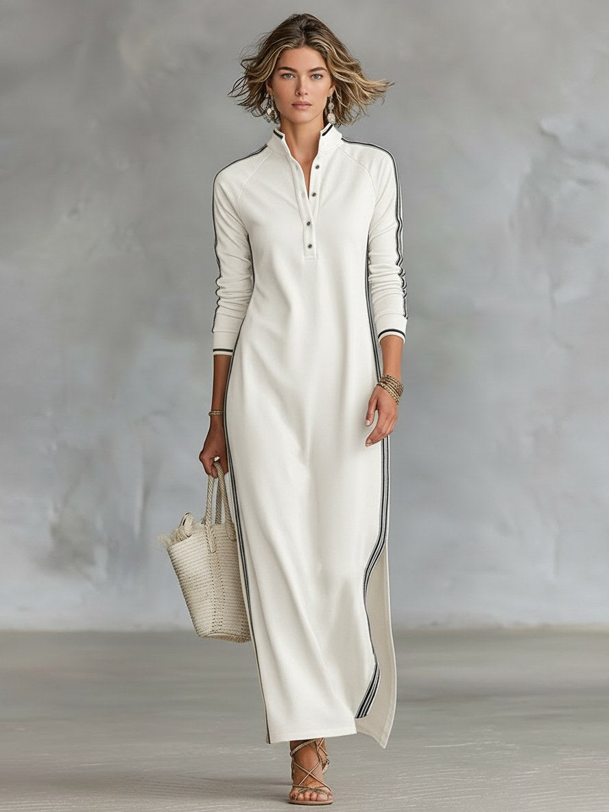 Amelie | Women's Collar Sweatshirt Maxi Dress, Button-Down Midi Dress | Everlasting Boutique