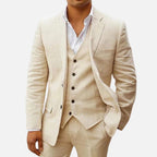 Andreas | Men's Three-Piece Suit with Classic Blazer, Waistcoat and Trousers, Elegant Suit | Everlasting Boutique | Beige