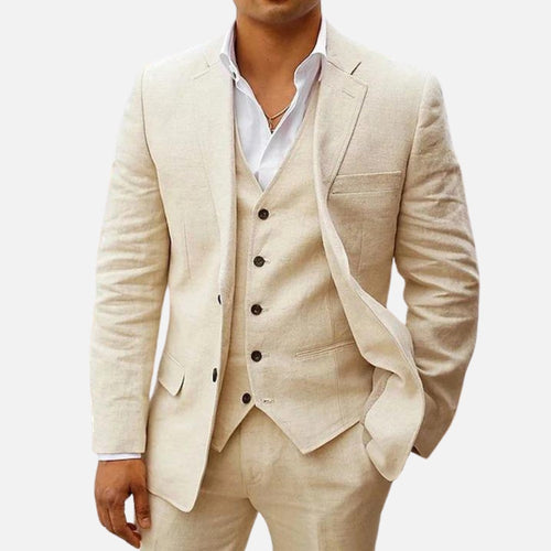 Andreas | Men's Three-Piece Suit with Classic Blazer, Waistcoat and Trousers, Elegant Suit | Everlasting Boutique | Beige