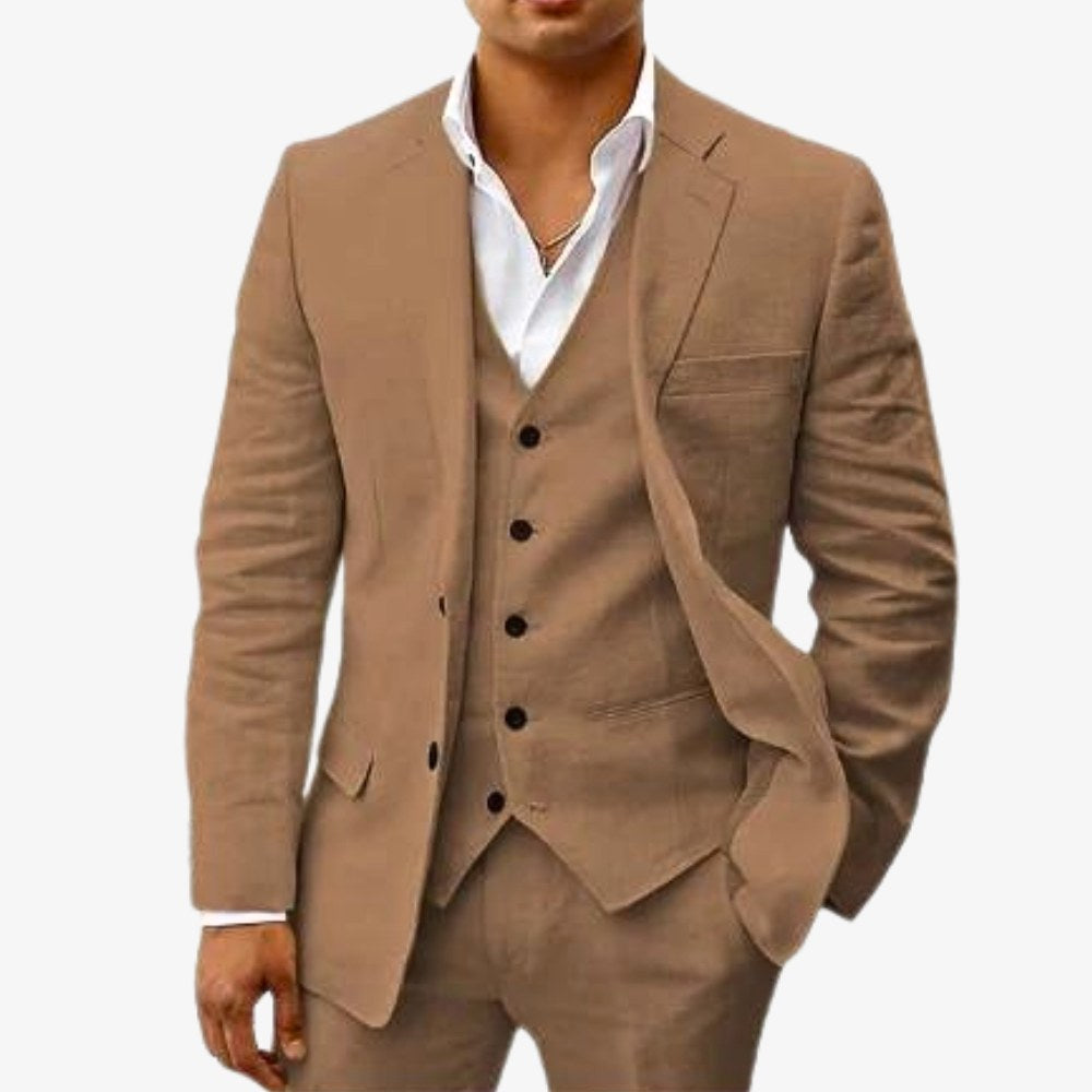 Andreas | Men's Three-Piece Suit with Classic Blazer, Waistcoat and Trousers, Elegant Suit | Everlasting Boutique | Beige