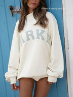 Annabelle | Women's Oversized Varsity Sweatshirt, Chenille Lettering Crewneck Jumper | Everlasting Boutique