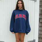 Annabelle | Women's Oversized Varsity Sweatshirt, Chenille Lettering Crewneck Jumper | Everlasting Boutique