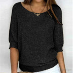 Annelie | Women's V-Neck Half-Sleeve Jumper, Lightweight Knit Jumper | Everlasting Boutique | Beige
