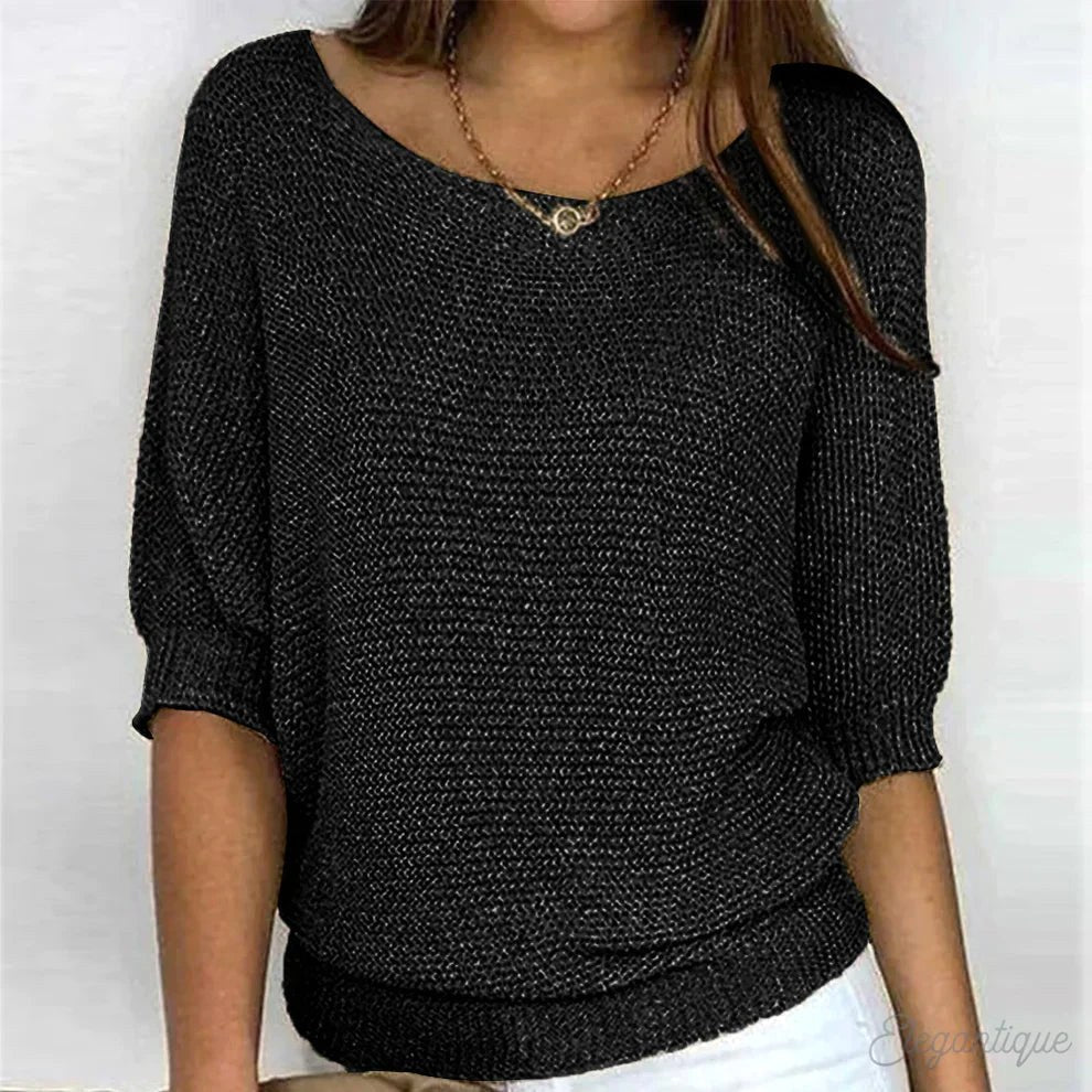 Annelie | Women's V-Neck Half-Sleeve Jumper, Lightweight Knit Jumper | Everlasting Boutique | Beige