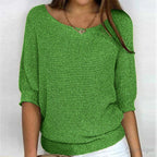 Annelie | Women's V-Neck Half-Sleeve Jumper, Lightweight Knit Jumper | Everlasting Boutique | Beige