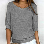 Annelie | Women's V-Neck Half-Sleeve Jumper, Lightweight Knit Jumper | Everlasting Boutique | Beige