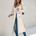 Anouk | Women's Long Trench Coat, Classic Double-Breasted Coat | Everlasting Boutique