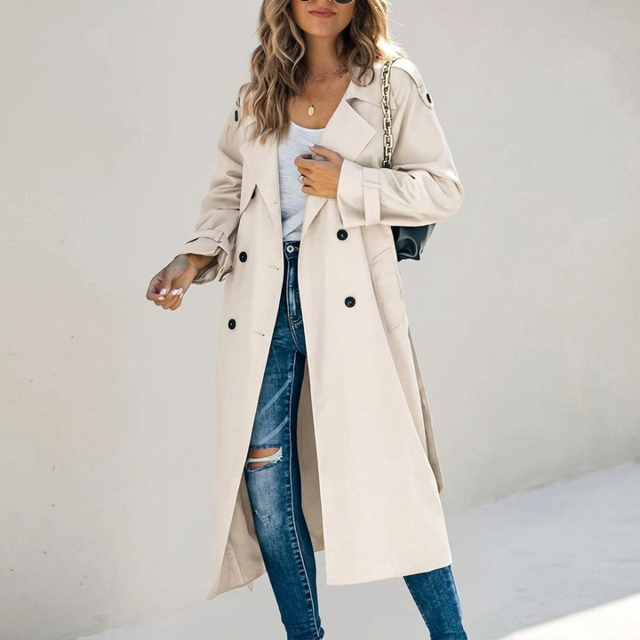 Anouk | Women's Long Trench Coat, Classic Double-Breasted Coat | Everlasting Boutique