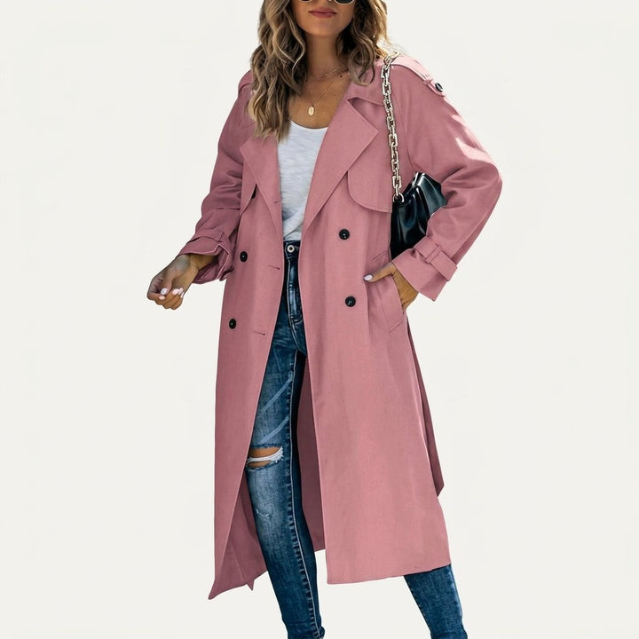 Anouk | Women's Long Trench Coat, Classic Double-Breasted Coat | Everlasting Boutique