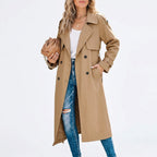 Anouk | Women's Long Trench Coat, Classic Double-Breasted Coat | Everlasting Boutique
