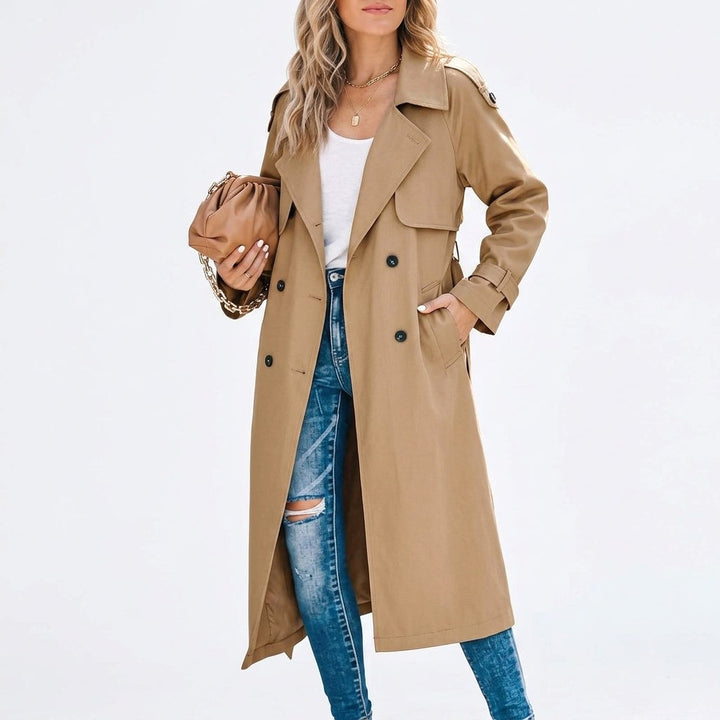 Anouk | Women's Long Trench Coat, Classic Double-Breasted Coat | Everlasting Boutique
