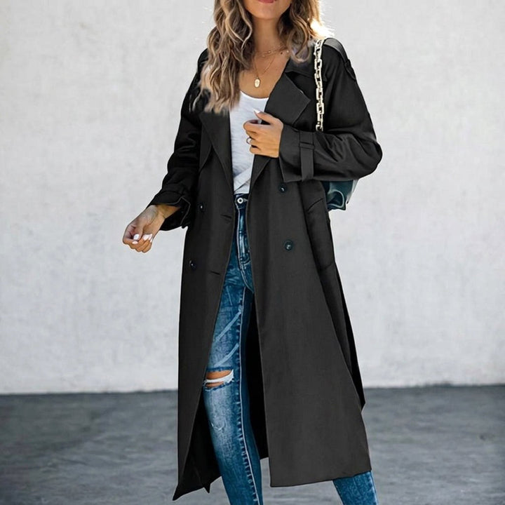 Anouk | Women's Long Trench Coat, Classic Double-Breasted Coat | Everlasting Boutique