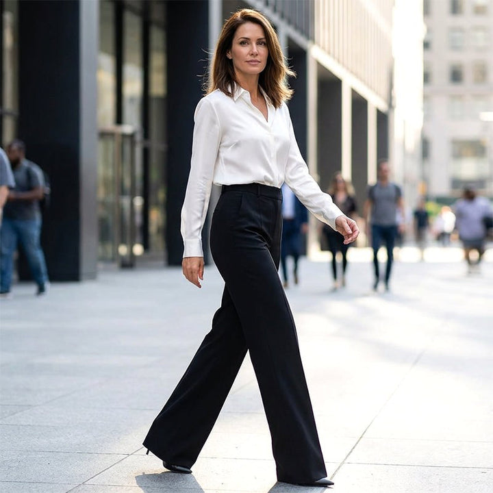 Antonina | Women's High-Waisted Wide-Leg Trousers, Smart Tailored Trousers | Everlasting Boutique