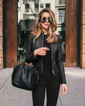 Arabella | Women's Tailored Leather Jacket with Zip Fastening, Classic Leather Jacket | Everlasting Boutique | Zwart