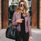 Arabella | Women's Tailored Leather Jacket with Zip Fastening, Classic Leather Jacket | Everlasting Boutique | Lila