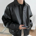 Archie | Men's Oversized Leather Bomber Jacket, Street Style Jacket | Everlasting Boutique