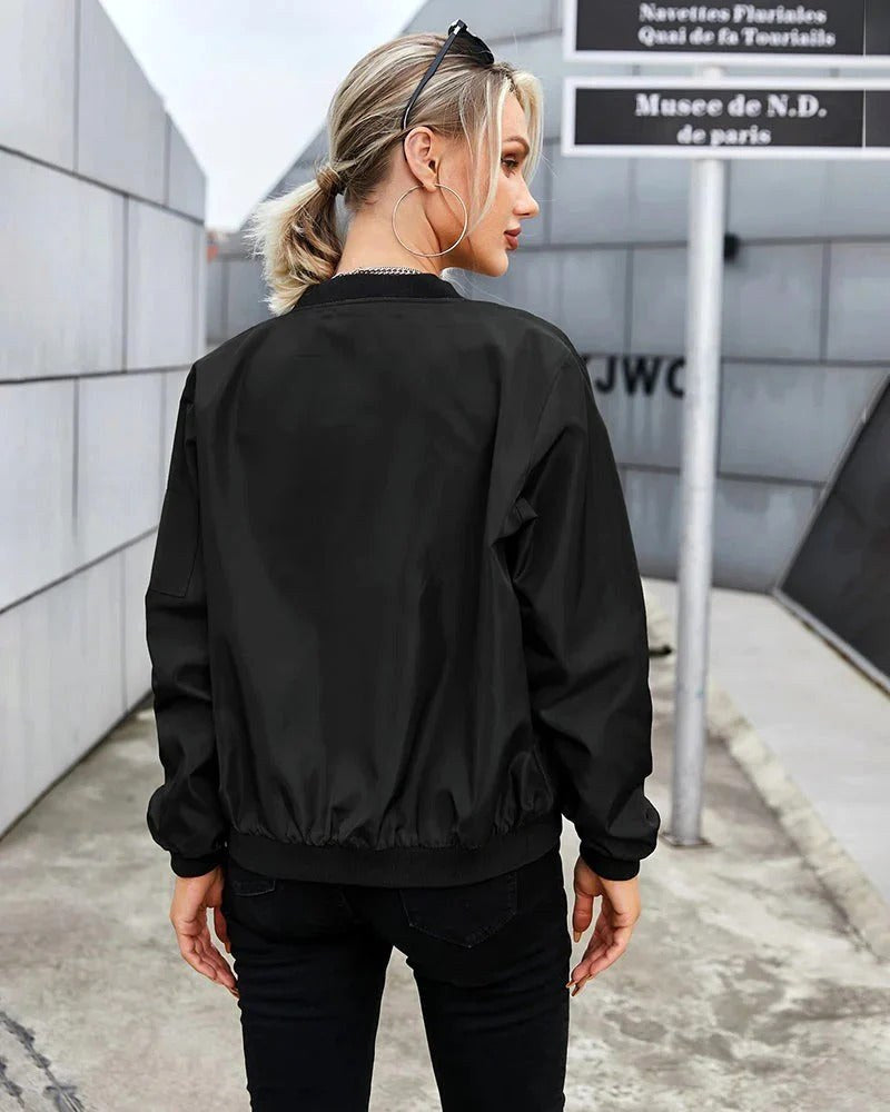 Ariane | Women's Classic Zip Bomber Jacket, Streamlined Lightweight Jacket | Everlasting Boutique