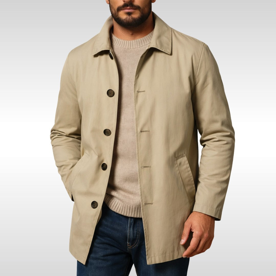 Arnold | Men's Trench Coat with Classic Design, Elegant Autumn Coat | Everlasting Boutique | Khaki