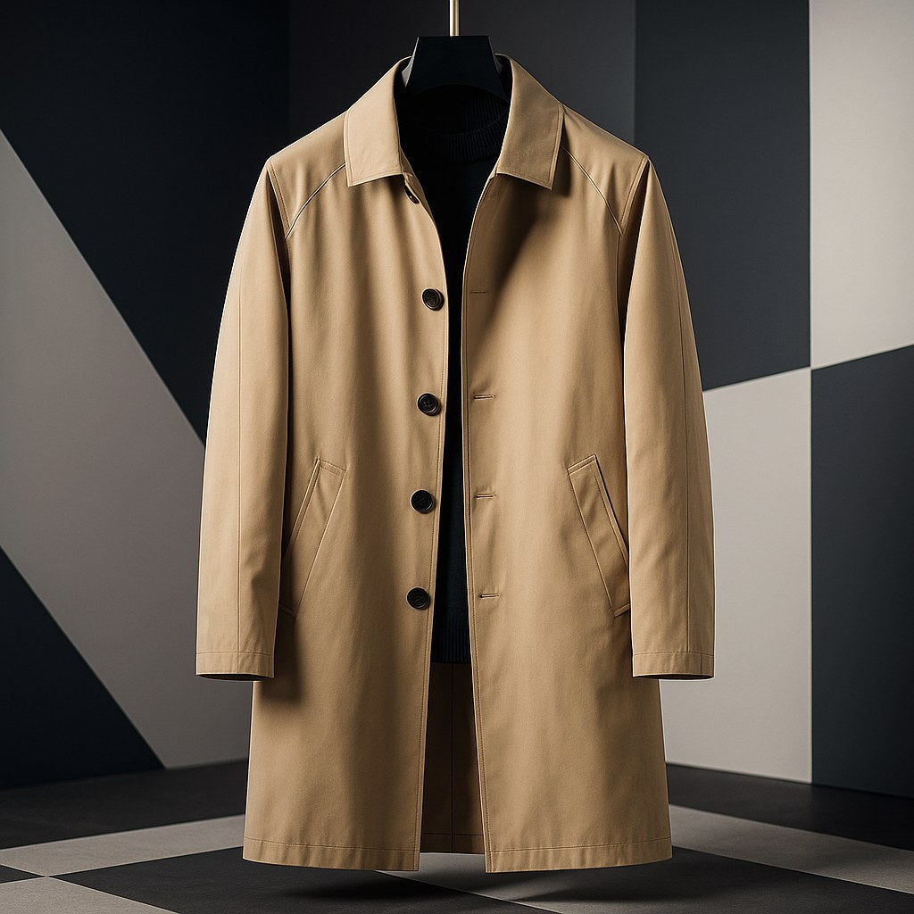 Arnold | Men's Trench Coat with Classic Design, Elegant Autumn Coat | Everlasting Boutique | Khaki