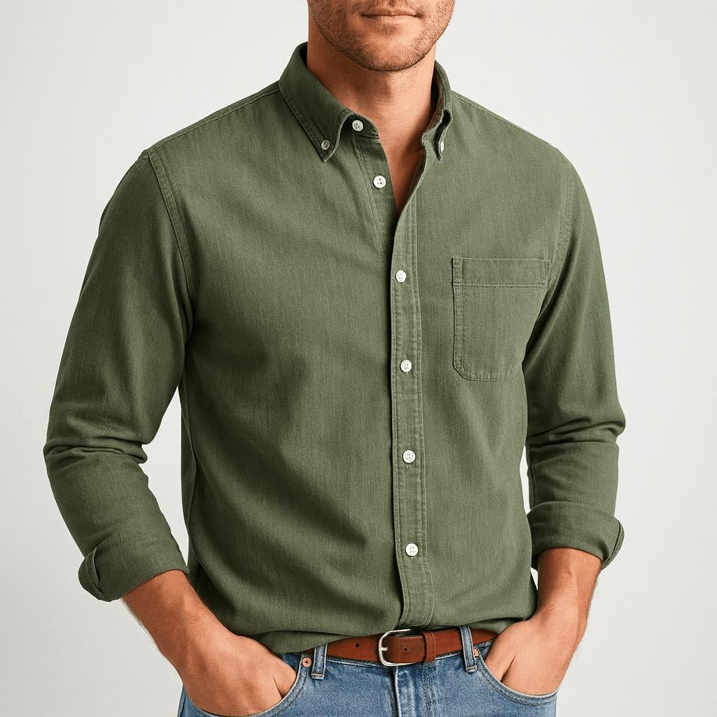 Arthur | Men's Long-Sleeve Cotton Shirt, Classic Button-Up Shirt | Everlasting Boutique