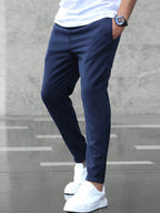 Arthur | Men's Stretch Comfort Trousers, Modern Everyday Trousers | Everlasting Boutique | Marine Blue