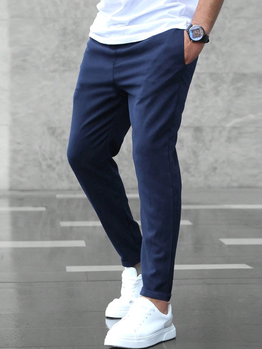 Arthur | Men's Stretch Comfort Trousers, Modern Everyday Trousers | Everlasting Boutique | Marine Blue