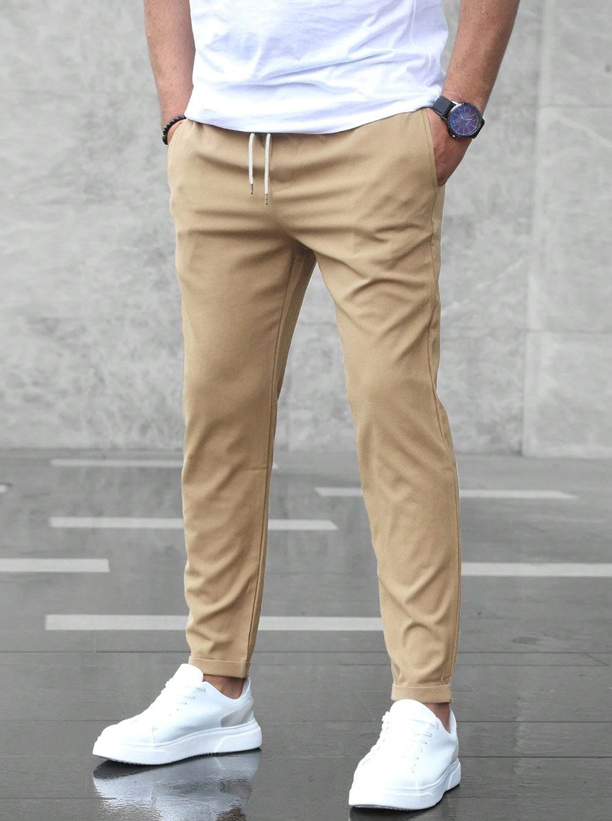 Arthur | Men's Stretch Comfort Trousers, Modern Everyday Trousers | Everlasting Boutique | Beige