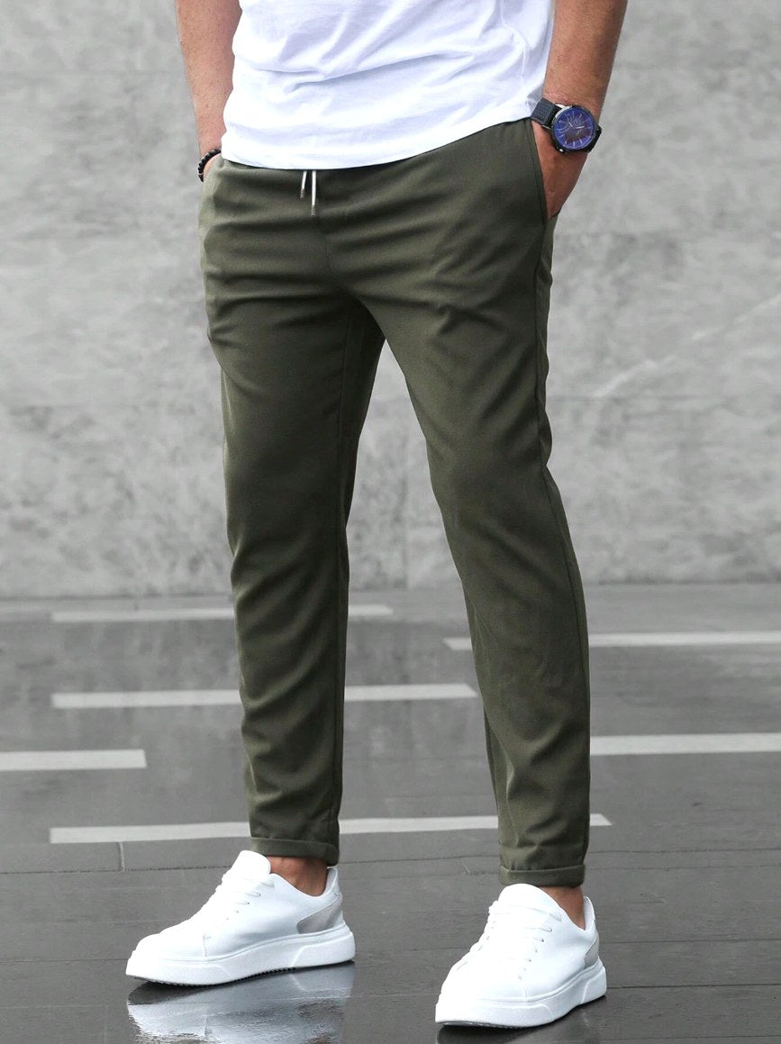 Arthur | Men's Stretch Comfort Trousers, Modern Everyday Trousers | Everlasting Boutique | Army Green